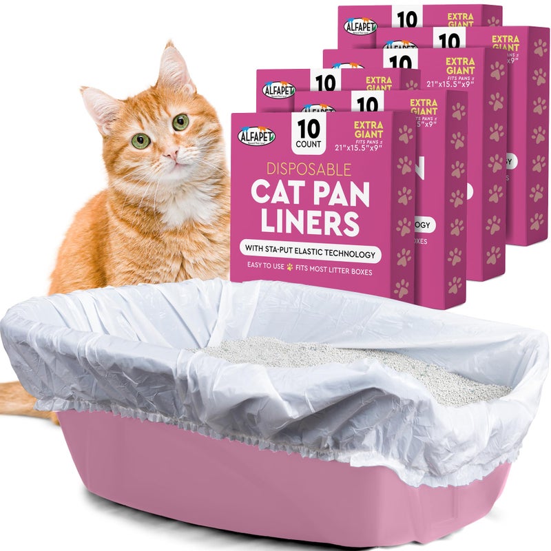 Alfapet Cat Litter Box Liners Alfapet heavy duty Extra Giant 60 Count - Tear-Resistant Cat Litter Bags - Waterproof Litter Liners - Fits Litter box Pan Sizes XL, Giant, X-Giant, 37" x 18", 20 lb Capacity - Image 1